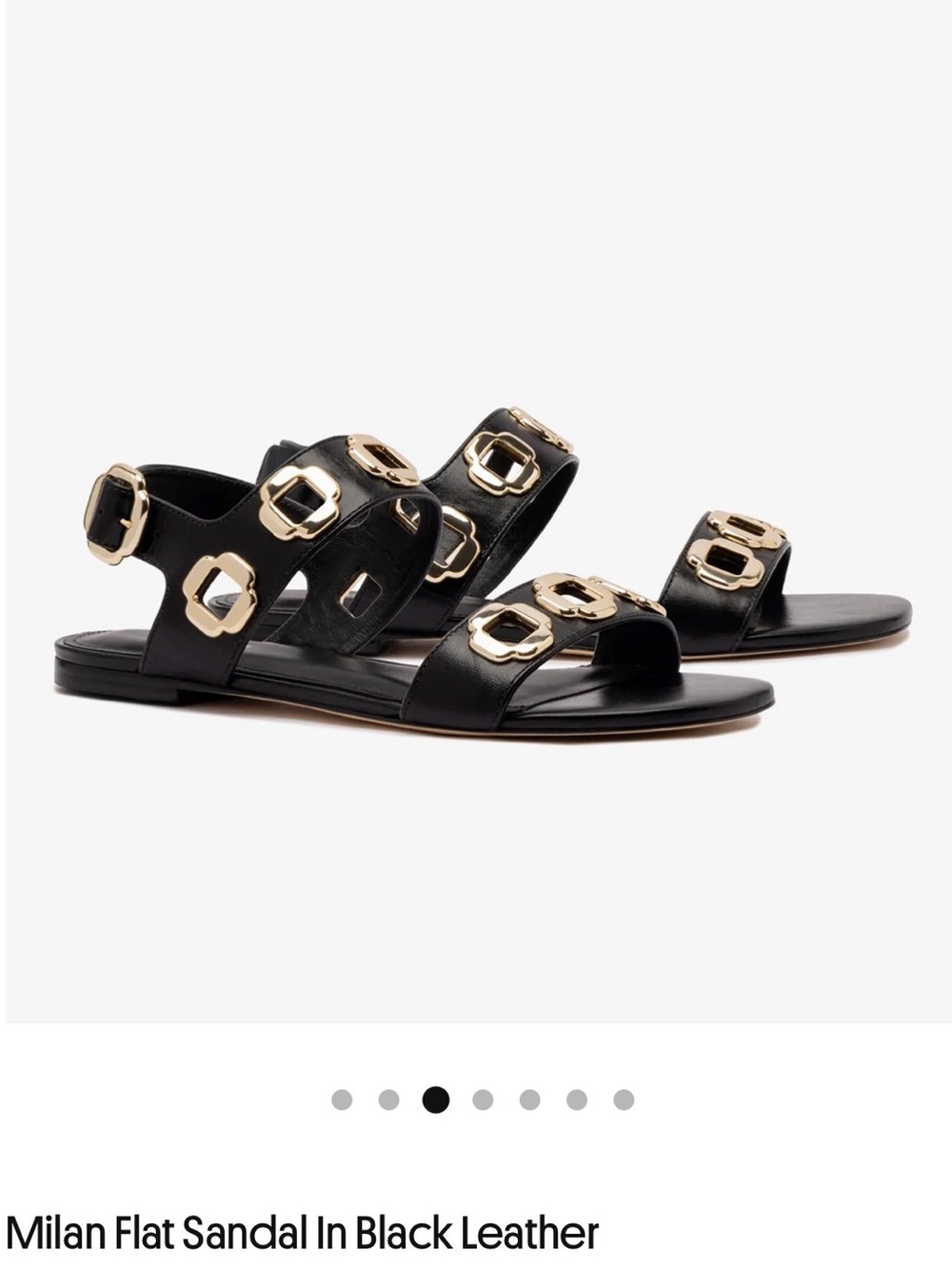 NIB Larroude Milan Flat Sandal in black leather- Sz 7
